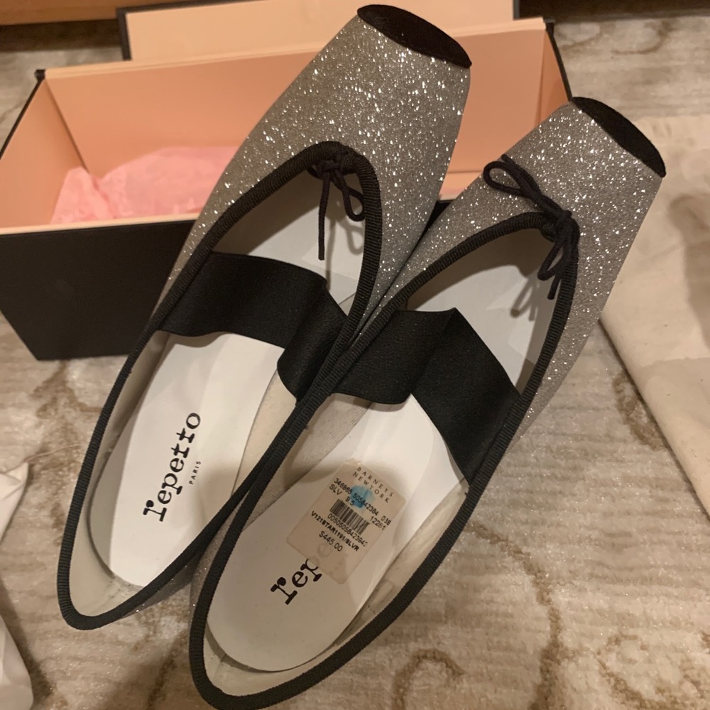 Repetto Catherine Glitter Ballerina Flats Silver - Picture 2 of 5